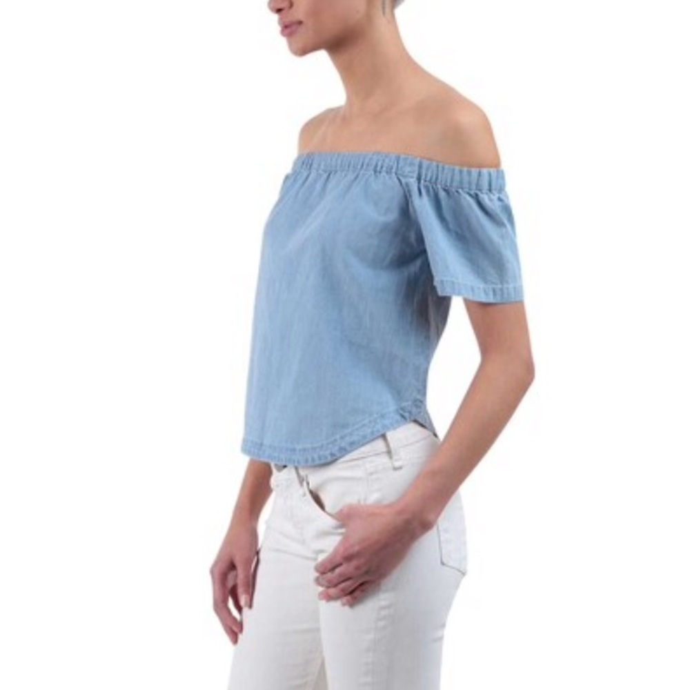 3x1 Clark Off-The-Shoulder Chambray Top